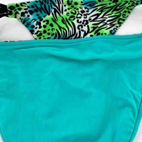 Reversible Swimsuit Bikini Bottoms Juniors Size XS Teal Green Animal Print NWT - Picture 5 of 8